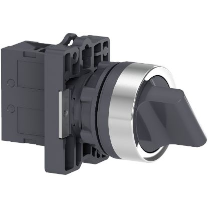 Picture of Complete selector switch, Easy Harmony XA2, plastic, black, 22mm, 2 positions, stay put, 1NO