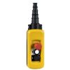 Picture of Pendant control station, Harmony XAC, plastic, yellow, 2 push buttons with 1NO, 1 emergency stop NC