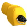 Picture of Pendant control station, Harmony XAC, plastic, yellow, pistol grip, 2 booted push buttons with 2NO