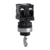 Picture of Complete selector switch, Easy Harmony XA2, plastic, black, 22mm, key 455, 3 positions, spring return to center, 2NO