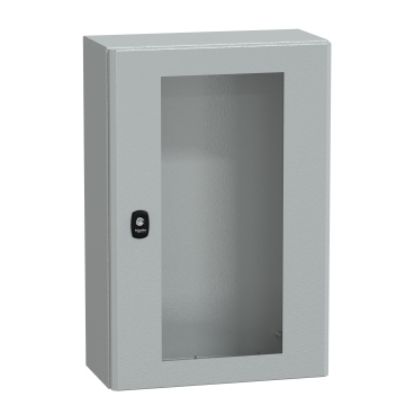 Picture of Wall mounted steel enclosure, PanelSeT S3D, transparent door, without mounting plate, 600x400x200mm, IP66, IK08