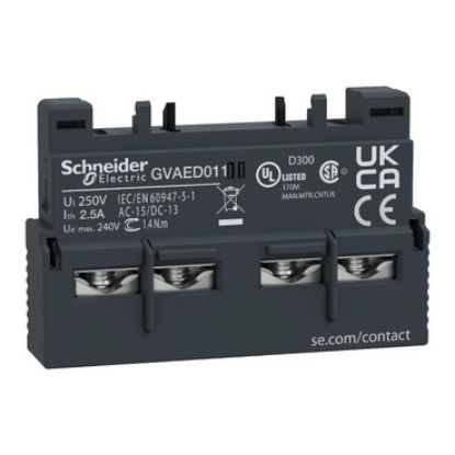 Picture of Add-on contact block,TeSys Deca Frame 2/3,1NC+1NO(fault),front,for GV2/GV3(except GV3ME)