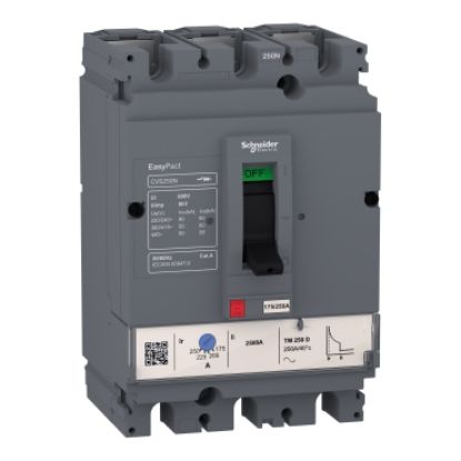 Picture of circuit breaker, EasyPact CVS100N, 50kA at 415VAC, 80A, TM-D trip unit, 3P3d