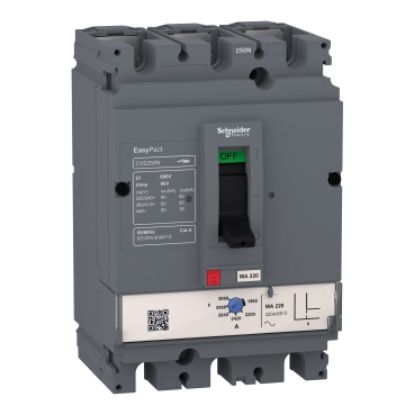 Picture of circuit breaker, EasyPact CVS250N, 50kA at 415VAC, 150A, MA trip unit, 3P3d