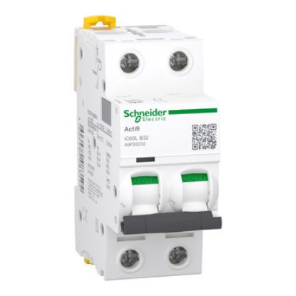 Picture of Miniature circuit breaker (MCB), Acti9 iC60L, 2P, 32A, B curve, 15000A (IEC/EN 60898-1), 20kA (IEC/EN 60947-2)