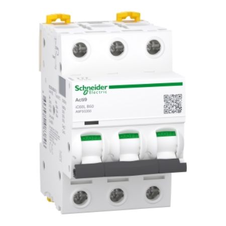 Picture of Miniature circuit breaker (MCB), Acti9 iC60L, 3P, 50A, B curve, 15kA (IEC/EN 60947-2)