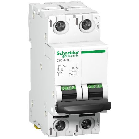 Picture of Acti9, Miniature circuit breaker (MCB), Acti9 C60H-DC, 2P, 10A, C curve, 6kA (IEC/EN 60947-2)