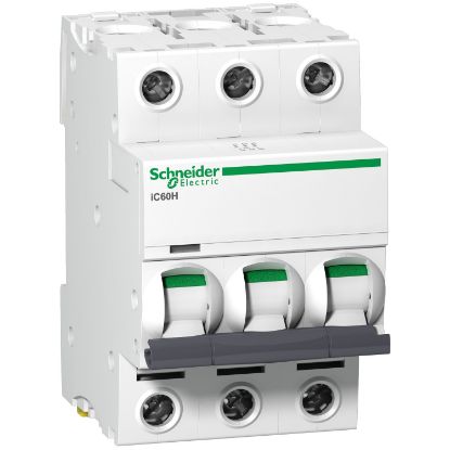 Picture of Acti9, Miniature circuit breaker (MCB), Acti9 iC60H Disbo, 3P, 32A, D curve, 10000A (IEC/EN 60898-1), 15kA (IEC/EN 60947-2)