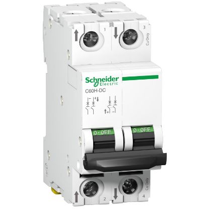 Picture of Acti9, Miniature circuit breaker (MCB), Acti9 C60H-DC, 2P, 4A, C curve, 6kA (IEC/EN 60947-2)
