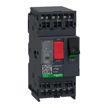 Picture of Motor circuit breaker, TeSys Deca, 3P, 2.5 to 4A, thermal magnetic, spring terminals