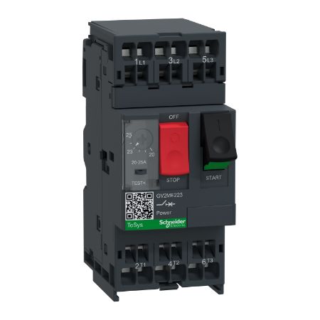 Picture of Motor circuit breaker,TeSys Deca frame 2,3P,20-25A,thermal magnetic,push button,spring terminals