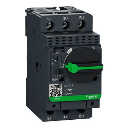 Picture of TeSys Deca, Motor circuit breaker, TeSys Deca, 3P, 4 to 6.3A, thermal magnetic, screw clamp terminals, rotary handle