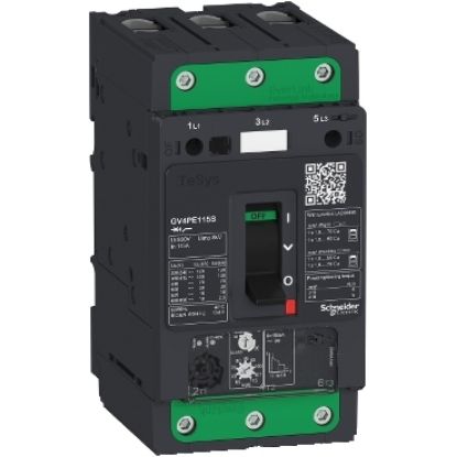 Picture of TeSys Deca, Motor circuit breaker, TeSys GV4, 3P, 115A, Icu 25kA, thermal magnetic, Everlink terminals