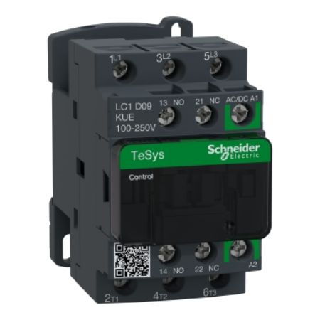 Picture of TeSys; TeSys Deca, Contactor, 3P(3 NO), AC-3/AC-3e, 0 to 440V, 9A, 100 to 250VAC/DC coil