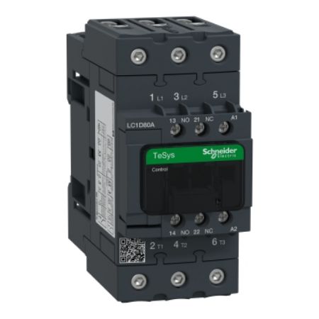 Picture of Contactor, TeSys Deca, 3P(3 NO), AC-3/AC-3e, <=440V, 66A, 110V AC 50/60Hz coil, EverLink+springs