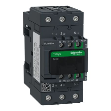 Picture of Contactor, TeSys Deca, 3P(3NO), AC-3/AC-3e, <=440V, 66A, 100...250V AC/DC coilEverLink BTR screws