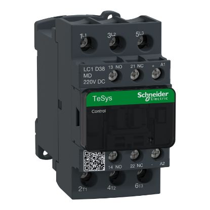 Picture of TeSys; TeSys Deca, Contactor, 3P(3 NO), AC-3/AC-3e, 0 to 440V, 38A, 220VDC standard coil