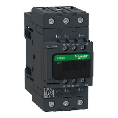 Picture of TeSys; TeSys Deca, Contactor, 3P(3 NO), AC-3/AC-3e, 0 to 440V, 50A, 220VAC 50/60Hz coil