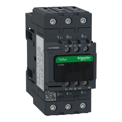 Picture of TeSys; TeSys Deca, Contactor, 3P(3 NO), AC-3/AC-3e, 0 to 440V, 50A, 400VAC 50/60Hz coil