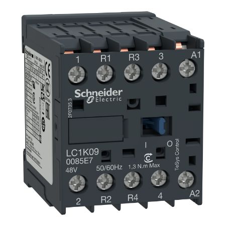 Picture of contactor, TeSys K, 4P(2NO+2NC), AC-1 440V 20A, 48V AC coil,solder pins