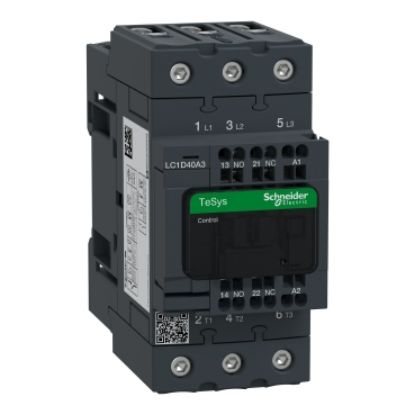 Picture of Contactor, TeSys Deca, 3P(3 NO), AC-3/AC-3e, <=400V, 40A, 110V AC 50/60Hz coil, spring terminals