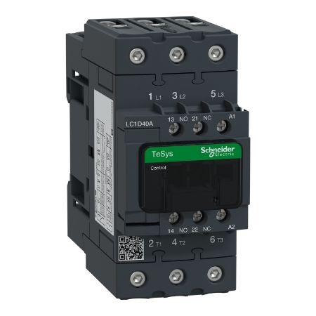 Picture of TeSys; TeSys Deca, Contactor, 3P(3 NO), AC-3/AC-3e, 0 to 440V, 40A, 42VAC 50/60Hz coil