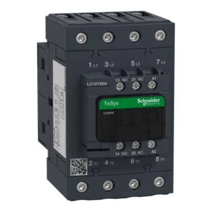 Picture of TeSys; TeSys Deca, Contactor, 4P(4 NO), AC-1, 0 to 440V, 80A, 220V AC 50/60Hz coil
