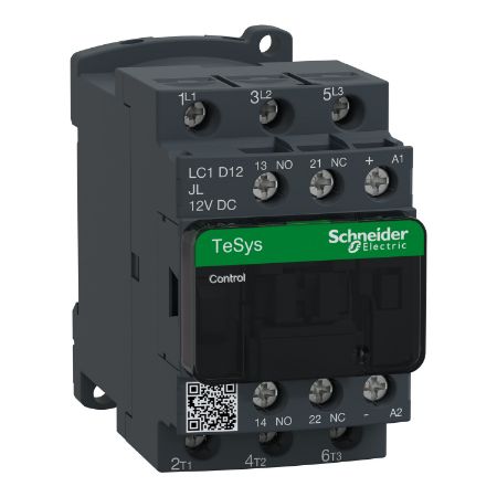 Picture of TeSys D, Contactor, 3P(3 NO), AC-3/AC-3e, 0 to 440V, 12A, 12VDC low consumption coil