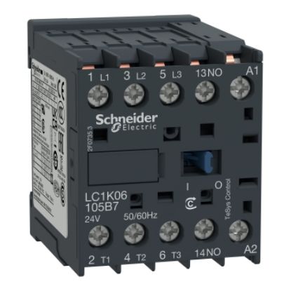 Picture of Contactor, TeSys K, 3P, AC-3/AC-3e,440V 9A, aux. 1NO, 48V AC coil,faston connectors