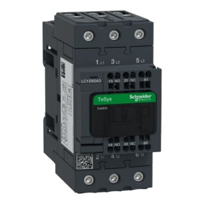 Picture of Contactor, TeSys Deca, 3P(3 NO), AC-3/AC-3e, <=400V, 50A, 230V AC 50/60Hz coil, spring terminals