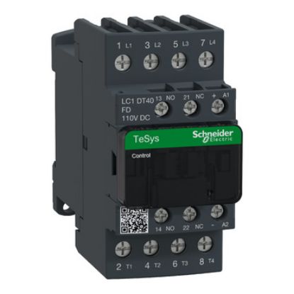 Picture of TeSys; TeSys Deca, Contactor, 4P(4 NO), AC-1, 0 to 440V, 40A, 110VDC standard coil