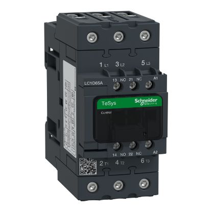 Picture of Contactor, TeSys Deca, 3P(3 NO), AC-3/AC-3e, <=400V, 65A, 208V AC 60Hz coil, screw clamp terminals