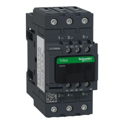 Picture of TeSys, Contactor, TeSys Deca, 3P(3 NO), AC-3/AC-3e, 0 to 440V, 65A, 600VAC 50/60Hz coil