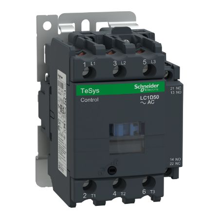 Picture of Contactor, Tesys Deca, 3P(3NO),AC-3/AC-3e/<=440V 50A,48V AC 50/60Hz coil, screw clamp terminals