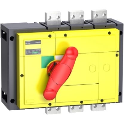 Picture of switch disconnector, Compact INS1600, 1600A, with red rotary handle, yellow front, 3 poles