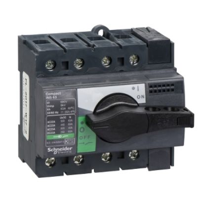Picture of switch disconnector, Compact INS63, 63A, standard version with black rotary handle, 4 poles
