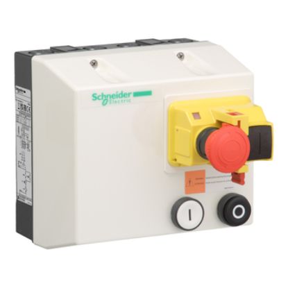 Picture of Enclosed DOL starter,TeSys LJ,2.5-4A,24V AC coil,including 1 LC1K,GV2ME,with integral transformer,2 pushbuttons