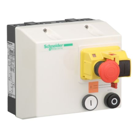 Picture of Enclosed DOL starter,TeSys LJ,2.5-4A,24V AC coil,including 1 LC1K,GV2ME,with integral transformer,2 pushbuttons