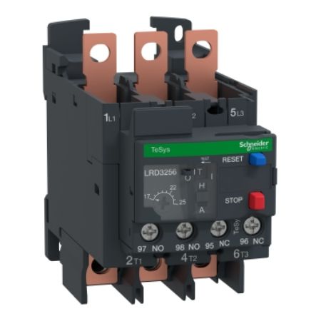 Picture of Thermal overload relay,TeSys Deca,17-25A,1NO+1NC,class 10A,EverLink lugs ring terminal