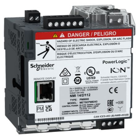 Picture of Power quality meter, PowerLogic PM8000, Standard, transducer, 512 MB, 256 s/c