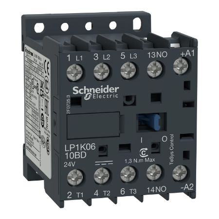 Picture of Contactor, TeSys K, 3P, AC-3/AC-3e, 440V, 9A, 1NO aux, 48V DC coil,screw clamps