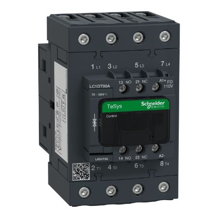 Picture of TeSys; TeSys Deca, Contactor, 4P(4 NO), AC-1, 0 to 440V, 80A, 110V DC standard coil