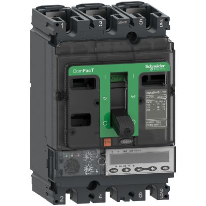 Picture of Circuit breaker, ComPacT NSX100HB2, 100kA/690VAC, 3 poles, MicroLogic 6.2E trip unit 100A