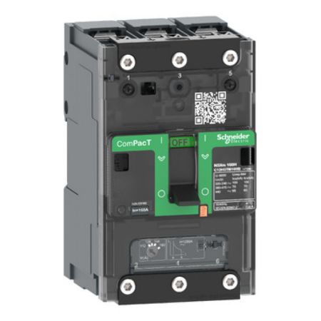 Picture of Circuit breaker, ComPacT NSXm 160E, 16kA/415VAC, 3 poles, TMD trip unit 80A, lugs/busbars