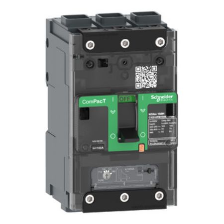 Picture of Circuit breaker, ComPacT NSXm 160B, 25kA/415VAC, 3 poles, TMD trip unit 160A, EverLink lugs