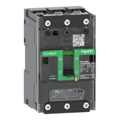 Picture of Circuit breaker, ComPacT NSXm 160B, 25kA/415VAC, 3 poles, TMD trip unit 100A, lugs/busbars