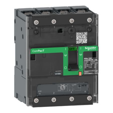 Picture of Circuit breaker, ComPacT NSXm 63B, 25kA/415VAC, 4 poles 4D (neutral fully protected), TMD trip unit 40A, lugs/busbars