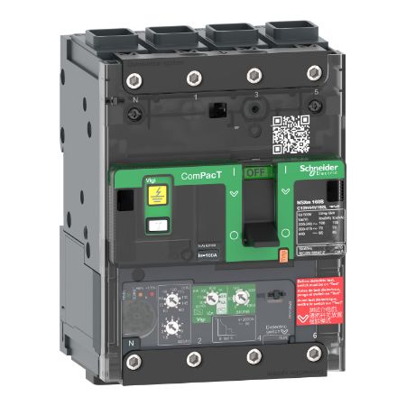 Picture of Circuit breaker, ComPacT NSXm 160F, 36kA/415VAC, 4 poles, MicroLogic 4.1 trip unit 160A, EverLink lugs
