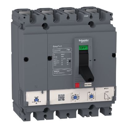 Picture of circuit breaker, EasyPact CVS250F, 36kA at 415VAC, ETS 2.2, 250A, 4P