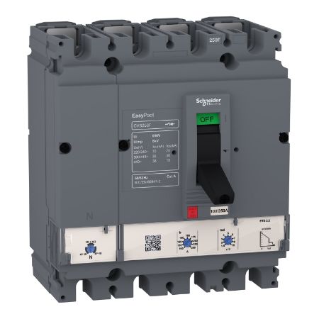 Picture of circuit breaker, EasyPact CVS250F, 36kA at 415VAC, ETS 2.2, 250A, 4P